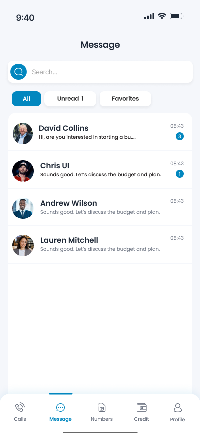 Digitaurus app message list